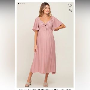 Pinkblush Maternity / post Baby Mauve front tie dress